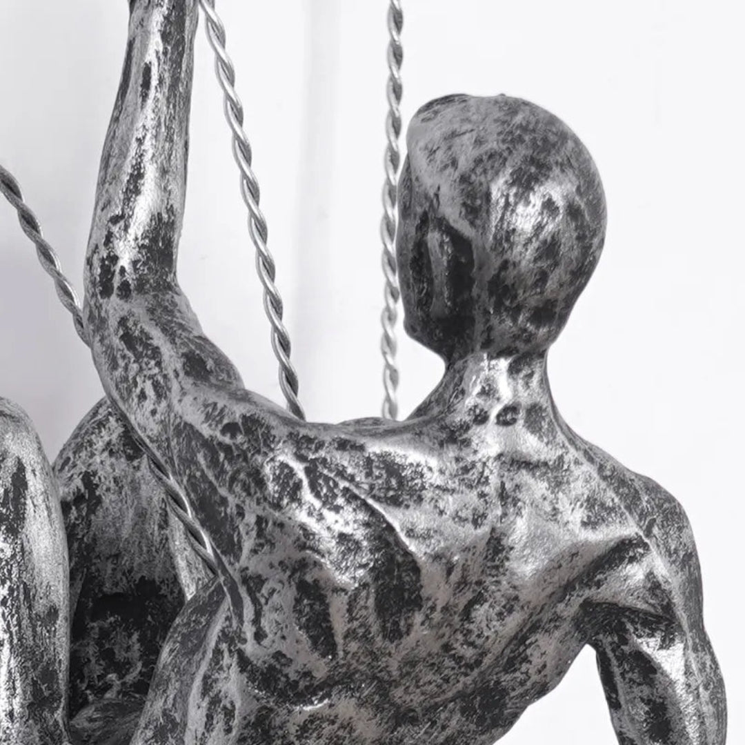 Dynamic Climbing Man Wall Sculpture Set for Interior Decor