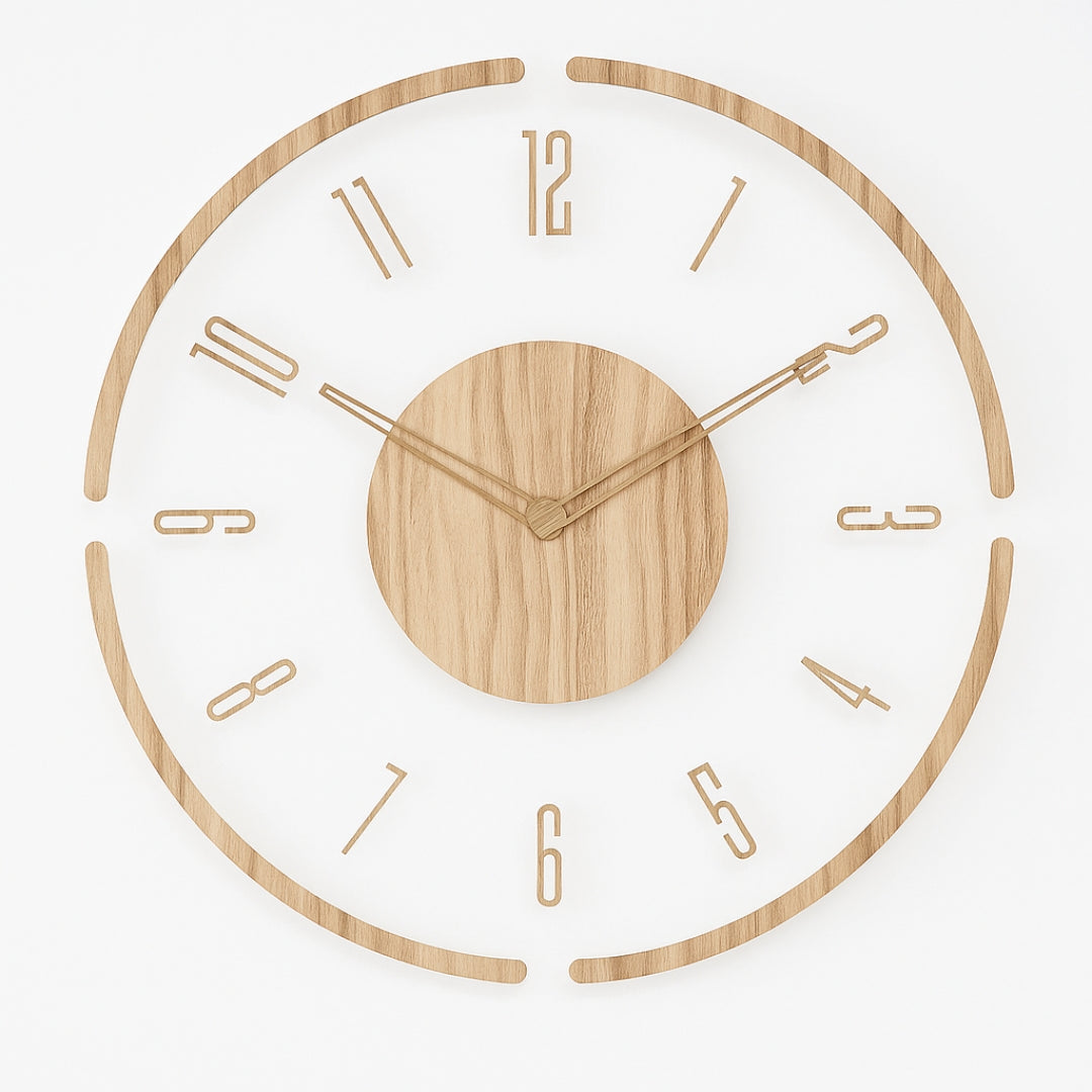 Scandinavian Wooden Wall Clock featuring Clean Modern Form