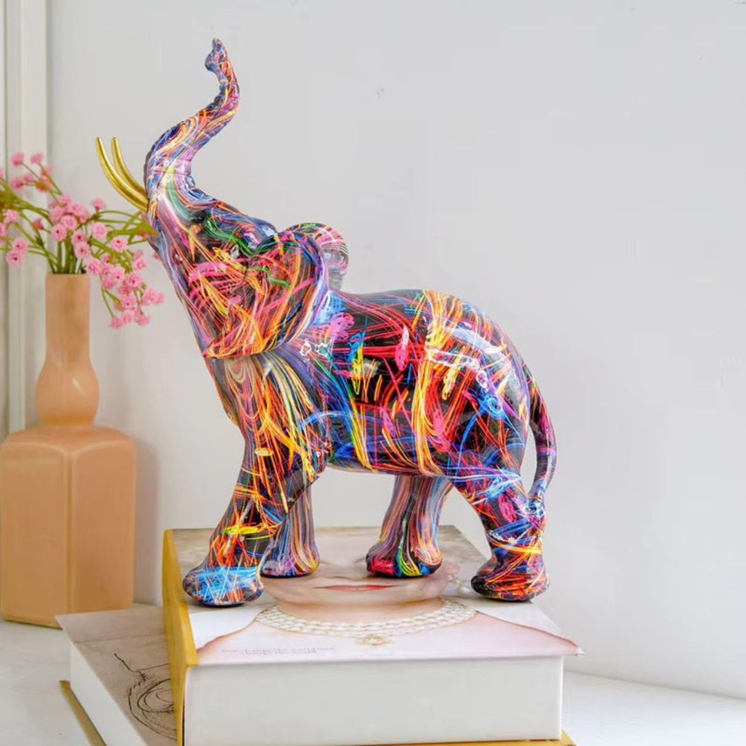 Expressive Graffiti Elephant Figurine for Modern Home Art