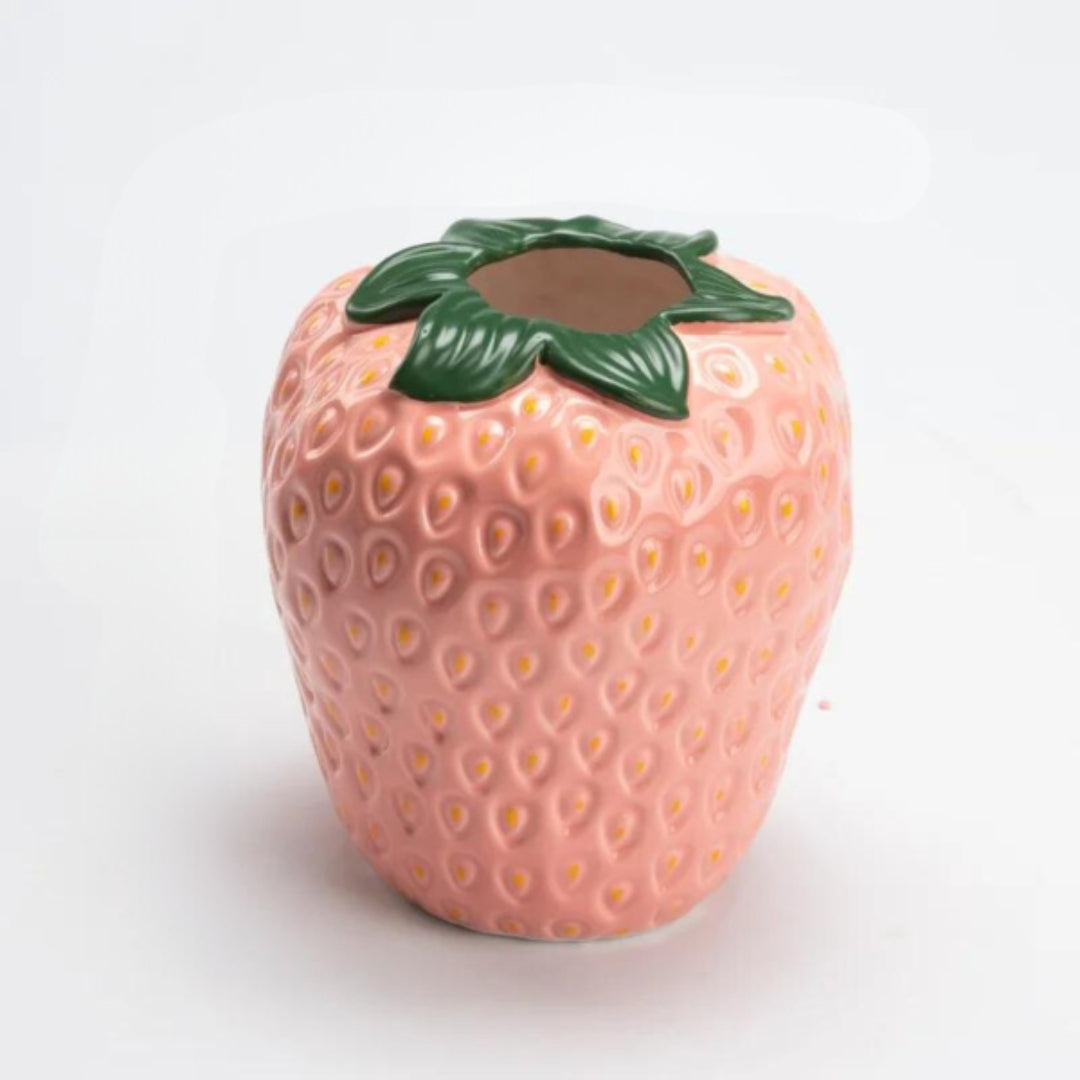 Strawberry Ceramic Vase in Minimal Modern Decorative Form