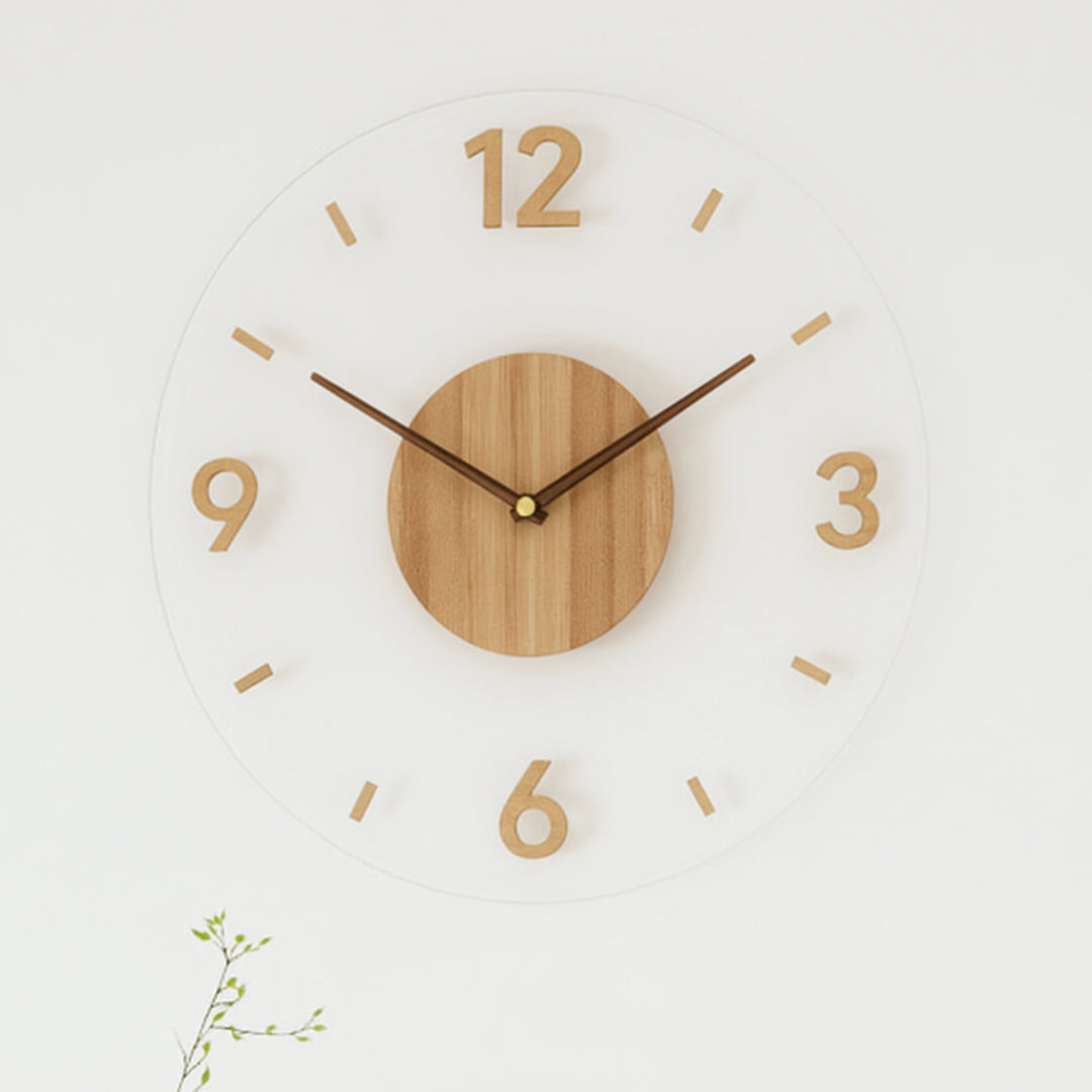 Scandinavian Wooden Wall Clock featuring Clean Modern Form