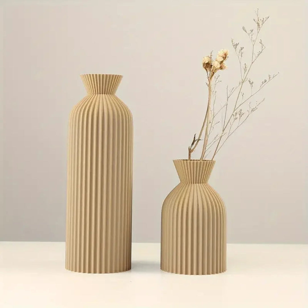 Sculpted Ribbed Ceramic Vase for Elevated Modern Decor Style