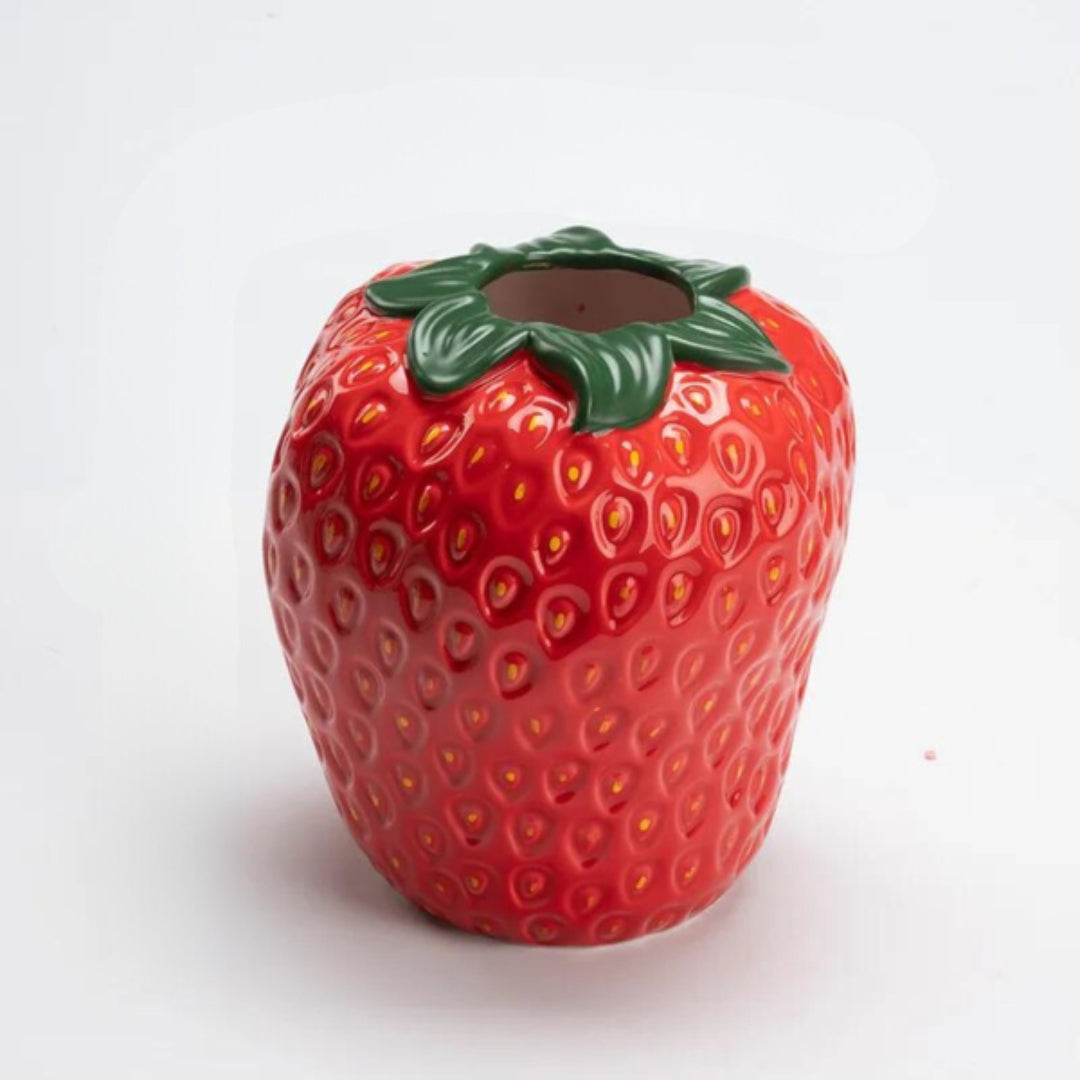 Strawberry Ceramic Vase in Minimal Modern Decorative Form