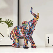 Expressive Graffiti Elephant Figurine for Modern Home Art
