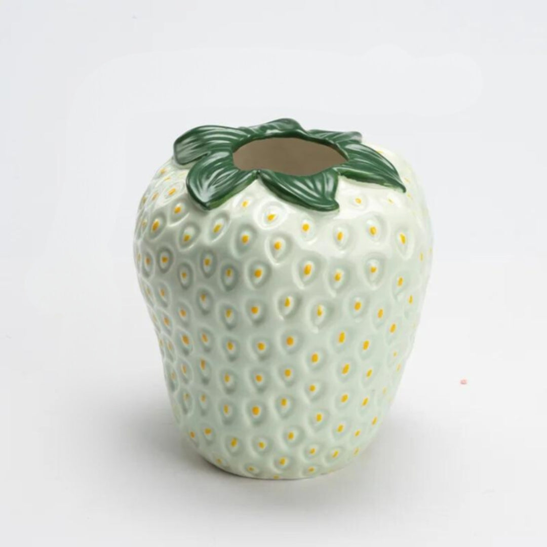 Strawberry Ceramic Vase in Minimal Modern Decorative Form