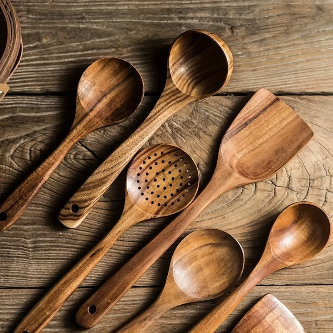 Artisan Wooden Kitchen Utensil Set for Creative Cooking