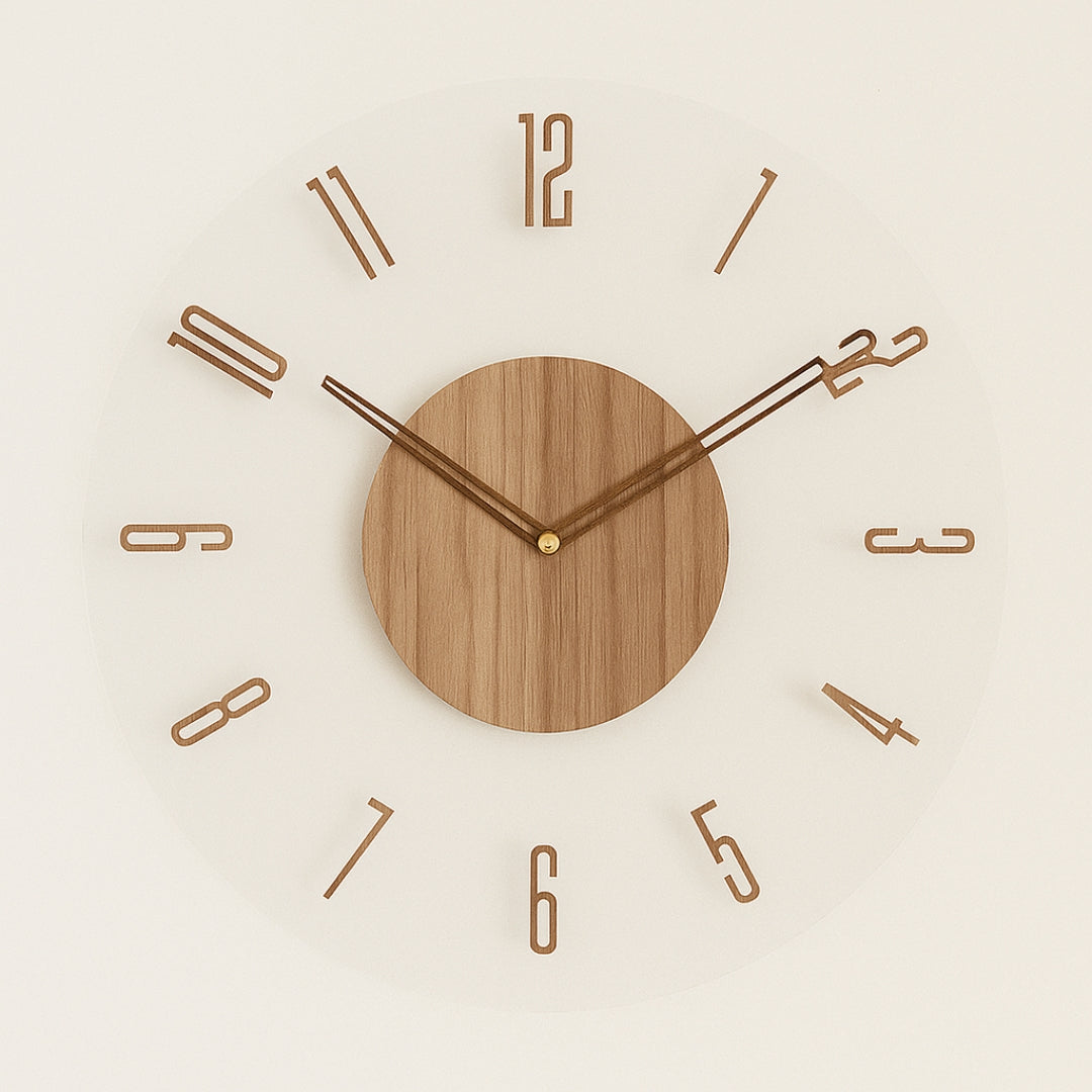 Scandinavian Wooden Wall Clock featuring Clean Modern Form