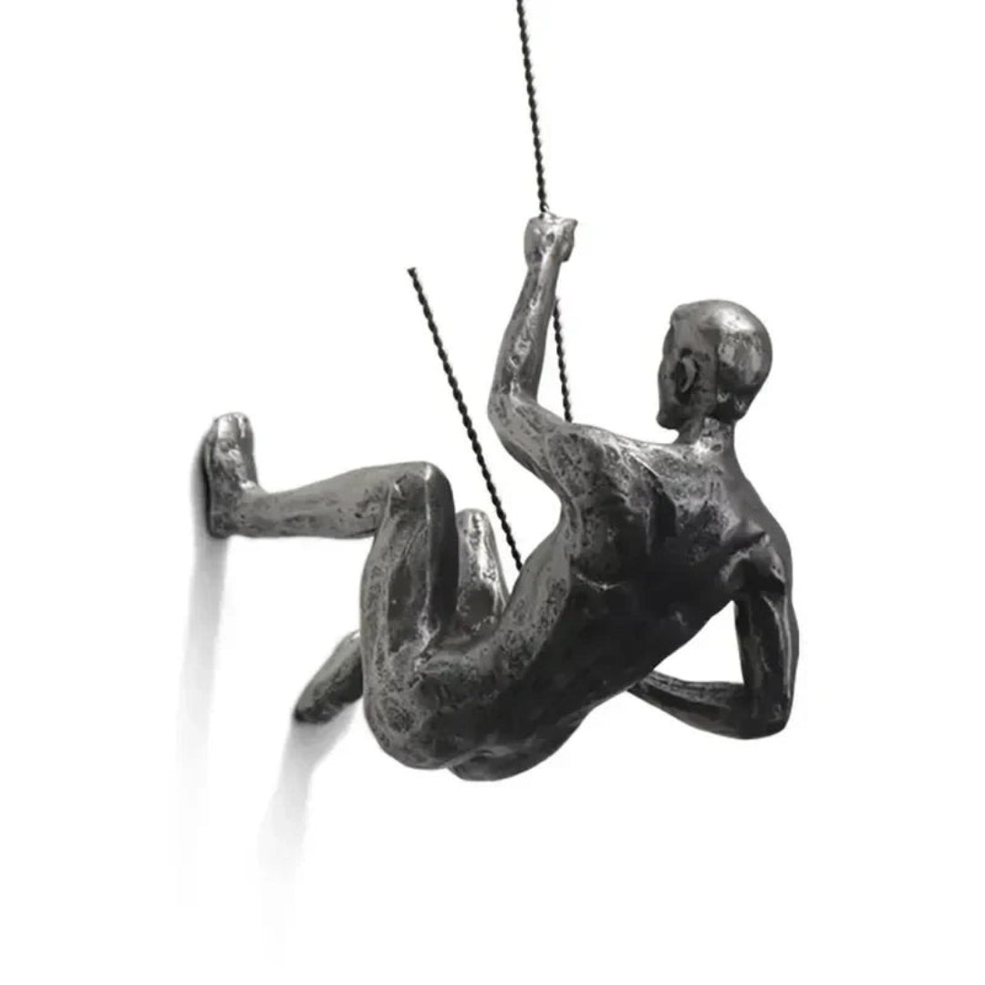 Dynamic Climbing Man Wall Sculpture Set for Interior Decor