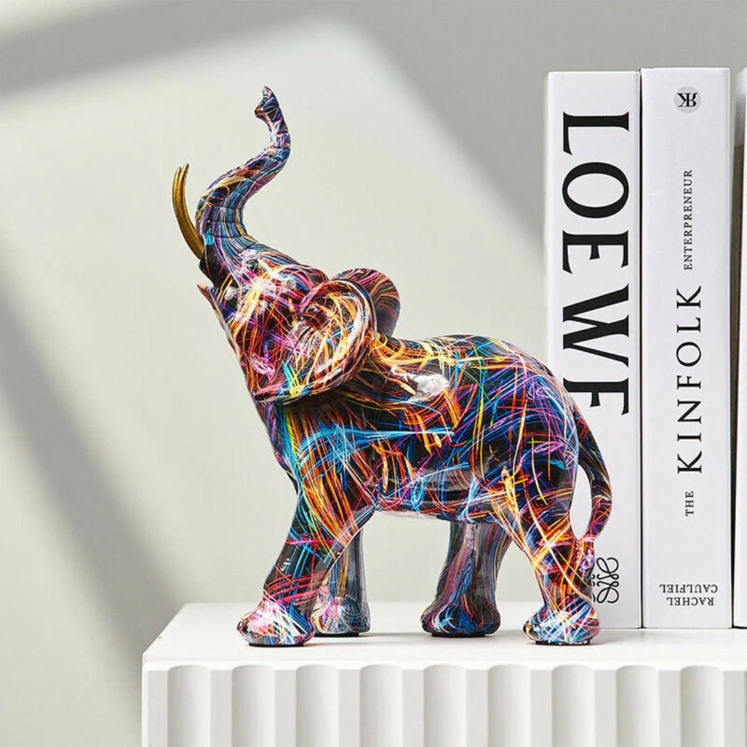 Expressive Graffiti Elephant Figurine for Modern Home Art