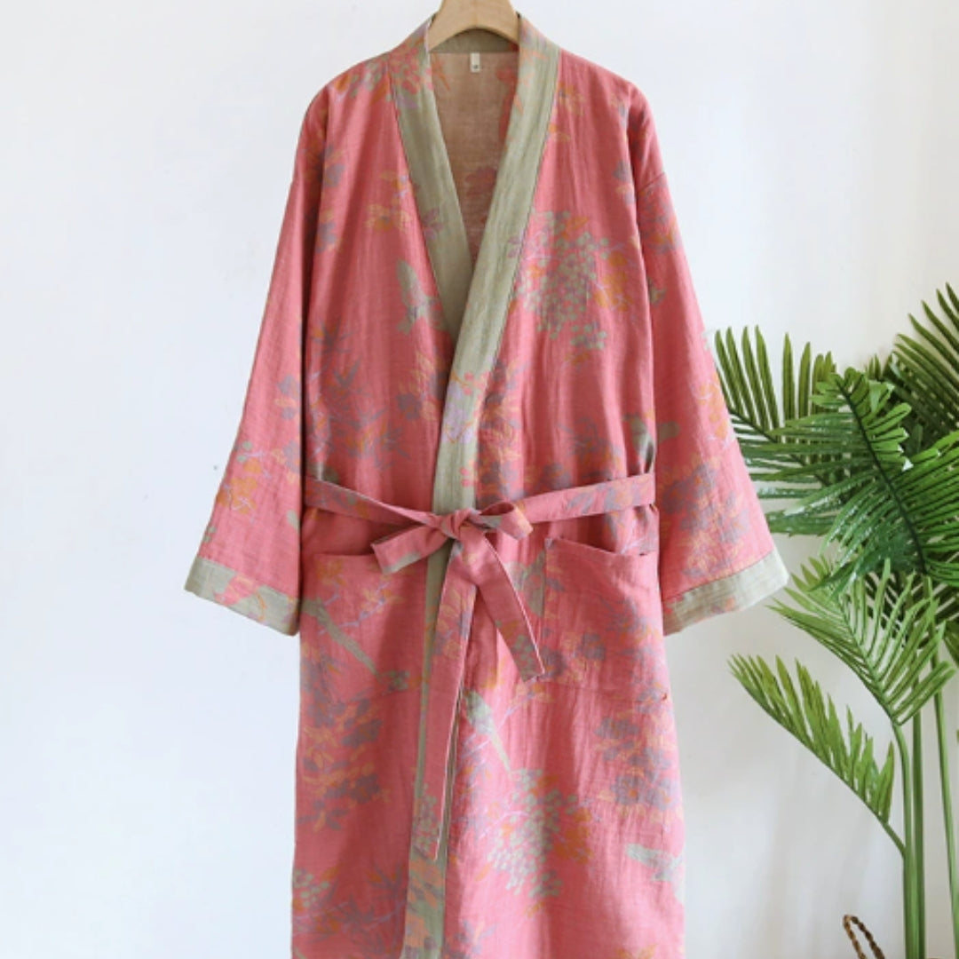 Classic Waffle Bathrobe with Sophisticated Retro Flair Edge