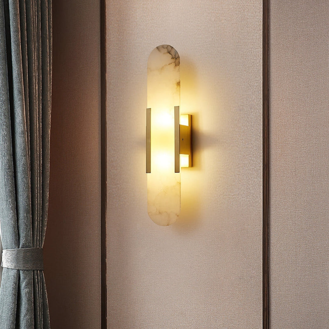 Sculpted Alabaster Wall Lamp Accent for Modern Living Spaces