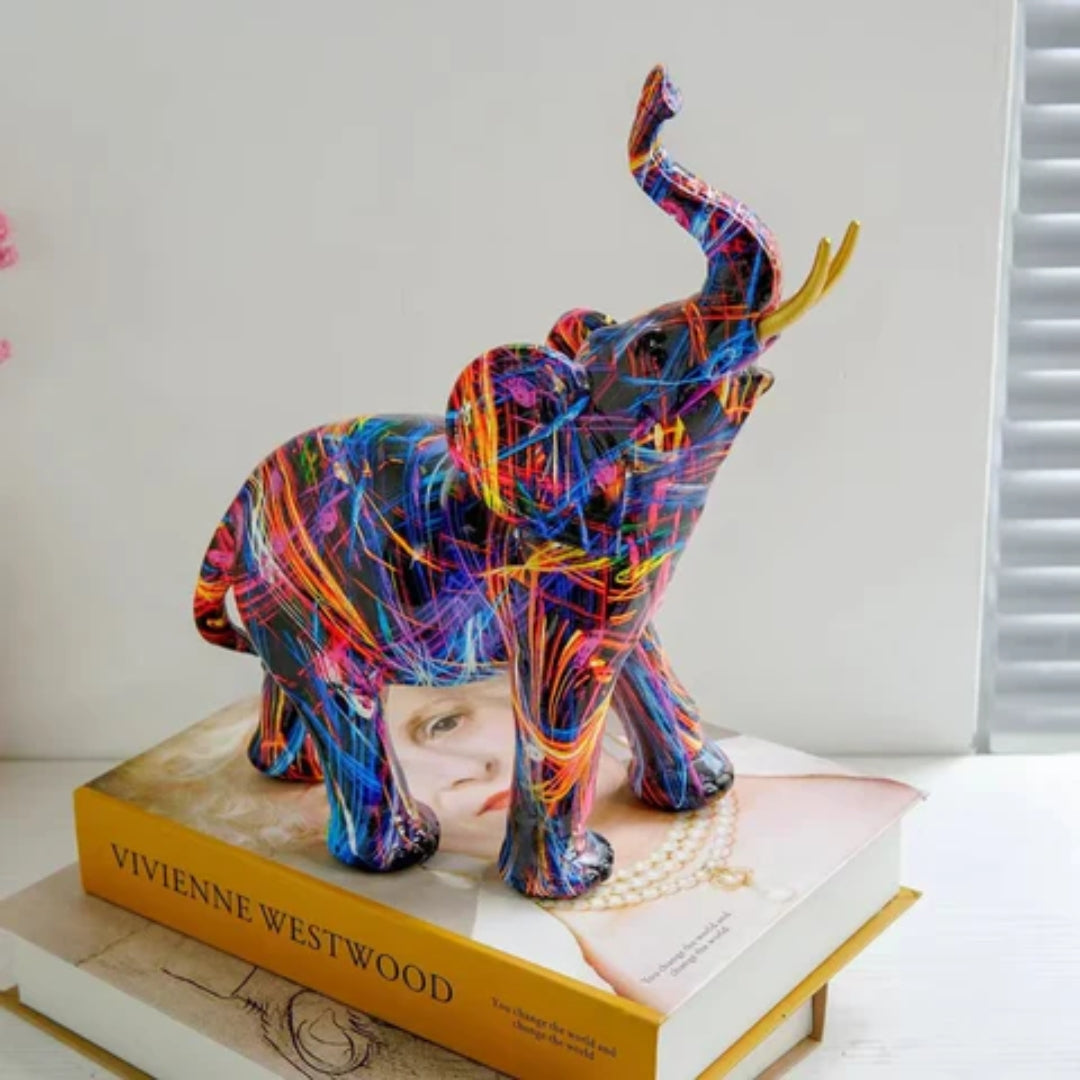 Expressive Graffiti Elephant Figurine for Modern Home Art
