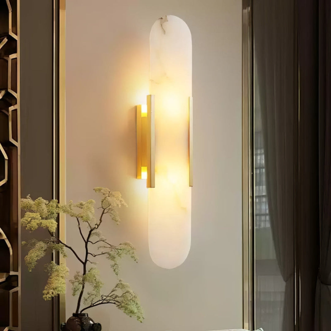 Sculpted Alabaster Wall Lamp Accent for Modern Living Spaces