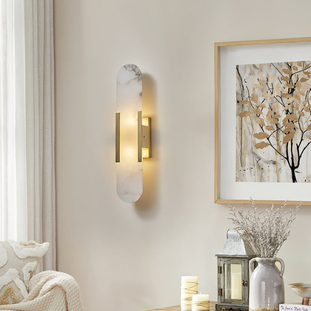 Sculpted Alabaster Wall Lamp Accent for Modern Living Spaces
