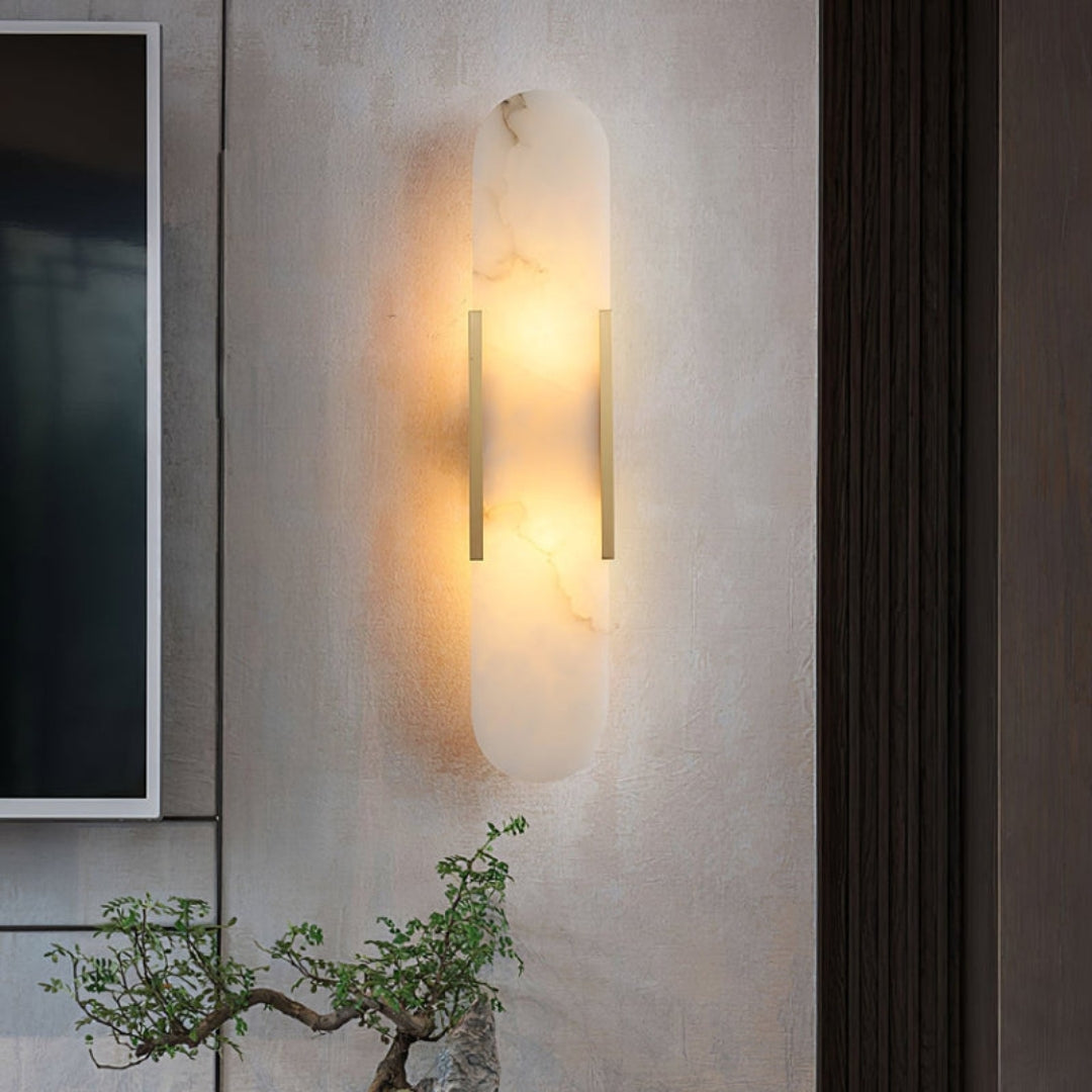 Sculpted Alabaster Wall Lamp Accent for Modern Living Spaces