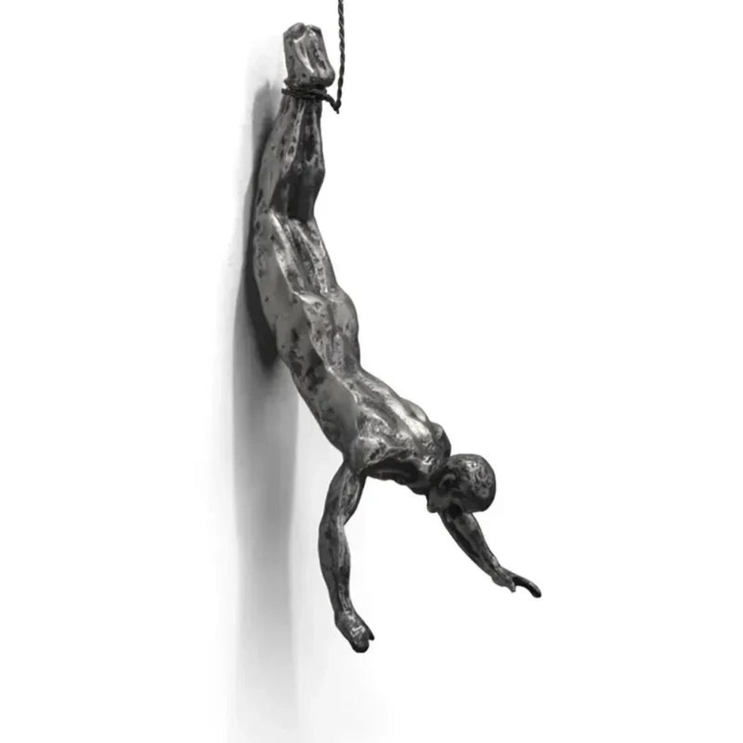Dynamic Climbing Man Wall Sculpture Set for Interior Decor