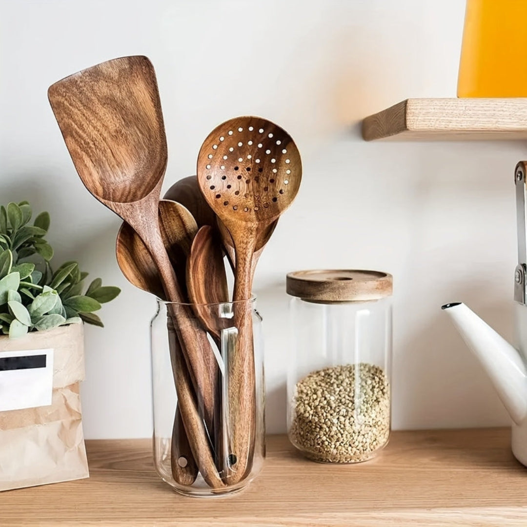 Artisan Wooden Kitchen Utensil Set for Creative Cooking